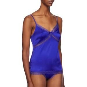NWT Agent Provocateur Blue Gisele Stretch Silk Satin Cami Camisole US 10